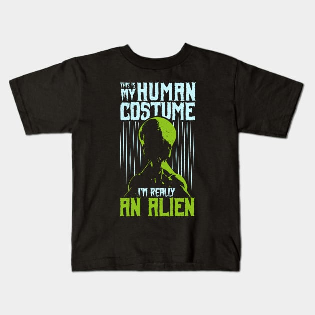 Alien Head Kids T-Shirt by Tesszero